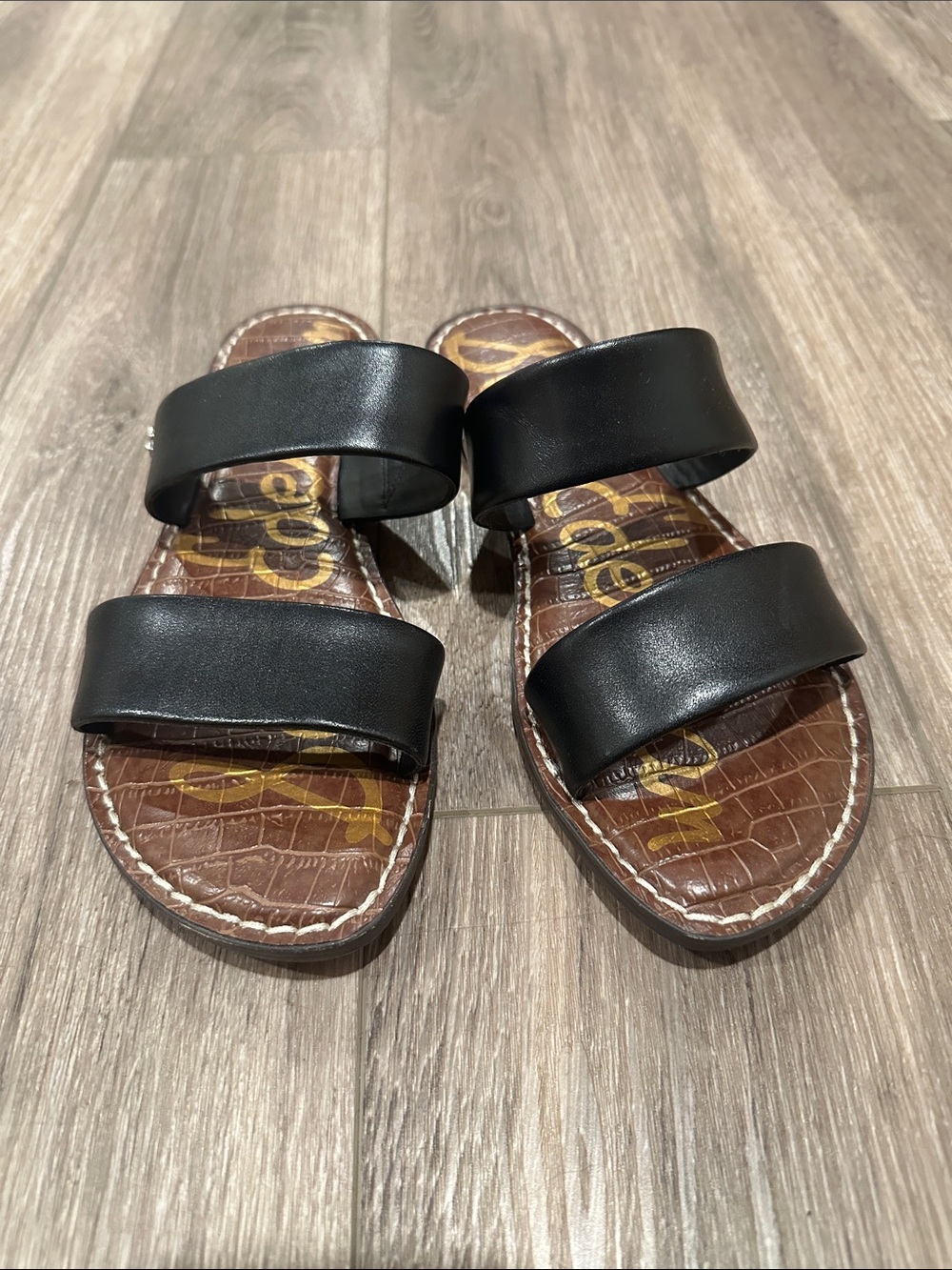 Sam Edelman Black Double-Strap Slide Sandals